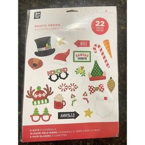 Christmas Photo Booth Props Xmas Festive Family Party Gifts Selfie Games Fun DIY